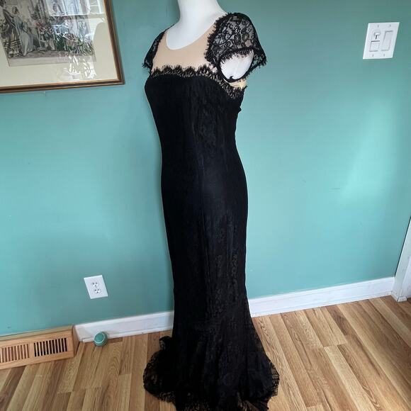Vintage Evening by ABS Allen Schwartz Black Tie Lace Formal Gown Size 6 prom - Picture 7 of 14